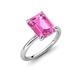 4 - Solina 3.14 ctw Emerald Shape Created Pink Sapphire accented Lab Grown Diamond Hidden Halo Engagement Ring 