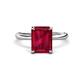 1 - Solina 3.10 ctw Emerald Shape Created Ruby accented Lab Grown Diamond Hidden Halo Engagement Ring 