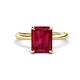 1 - Solina 3.10 ctw Emerald Shape Created Ruby accented Lab Grown Diamond Hidden Halo Engagement Ring 