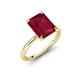 4 - Solina 3.10 ctw Emerald Shape Created Ruby accented Lab Grown Diamond Hidden Halo Engagement Ring 