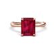 1 - Solina 3.10 ctw Emerald Shape Created Ruby accented Lab Grown Diamond Hidden Halo Engagement Ring 