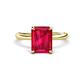 1 - Solina 2.39 ctw Emerald Shape Ruby accented Lab Grown Diamond Hidden Halo Engagement Ring 
