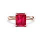 1 - Solina 2.39 ctw Emerald Shape Ruby accented Lab Grown Diamond Hidden Halo Engagement Ring 