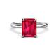 1 - Solina 2.39 ctw Emerald Shape Ruby accented Lab Grown Diamond Hidden Halo Engagement Ring 