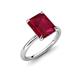 4 - Solina 3.10 ctw Emerald Shape Created Ruby accented Lab Grown Diamond Hidden Halo Engagement Ring 