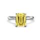 1 - Solina 3.14 ctw Emerald Shape Created Yellow Sapphire accented Lab Grown Diamond Hidden Halo Engagement Ring 
