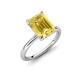 4 - Solina 3.14 ctw Emerald Shape Created Yellow Sapphire accented Lab Grown Diamond Hidden Halo Engagement Ring 