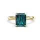 1 - Solina 3.14 ctw Emerald Shape London Blue Topaz accented Lab Grown Diamond Hidden Halo Engagement Ring 