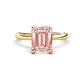 1 - Solina 2.39 ctw Emerald Shape Morganite accented Lab Grown Diamond Hidden Halo Engagement Ring 