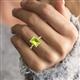 2 - Solina 2.59 ctw Emerald Shape Peridot accented Lab Grown Diamond Hidden Halo Engagement Ring 