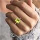 2 - Solina 2.59 ctw Emerald Shape Peridot accented Lab Grown Diamond Hidden Halo Engagement Ring 