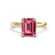 1 - Solina 2.99 ctw Emerald Shape Pink Tourmaline accented Lab Grown Diamond Hidden Halo Engagement Ring 
