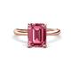 1 - Solina 2.99 ctw Emerald Shape Pink Tourmaline accented Lab Grown Diamond Hidden Halo Engagement Ring 