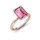 4 - Solina 2.99 ctw Emerald Shape Pink Tourmaline accented Lab Grown Diamond Hidden Halo Engagement Ring 