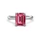 1 - Solina 2.99 ctw Emerald Shape Pink Tourmaline accented Lab Grown Diamond Hidden Halo Engagement Ring 