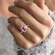 2 - Solina 2.99 ctw Emerald Shape Pink Tourmaline accented Lab Grown Diamond Hidden Halo Engagement Ring 