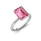 4 - Solina 2.99 ctw Emerald Shape Pink Tourmaline accented Lab Grown Diamond Hidden Halo Engagement Ring 