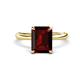 1 - Solina 3.14 ctw Emerald Shape Red Garnet accented Lab Grown Diamond Hidden Halo Engagement Ring 