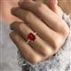 2 - Solina 3.14 ctw Emerald Shape Red Garnet accented Lab Grown Diamond Hidden Halo Engagement Ring 