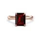 1 - Solina 3.14 ctw Emerald Shape Red Garnet accented Lab Grown Diamond Hidden Halo Engagement Ring 