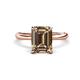 1 - Solina 2.14 ctw Emerald Shape Smoky Quartz accented Lab Grown Diamond Hidden Halo Engagement Ring 