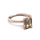 3 - Solina 2.14 ctw Emerald Shape Smoky Quartz accented Lab Grown Diamond Hidden Halo Engagement Ring 