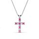 1 - Ethel Pink Sapphire and Diamond Cross Pendant 
