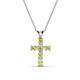 1 - Ethel Yellow Sapphire and Diamond Cross Pendant 