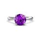 1 - Solina 2.03 ctw Round Amethyst accented Lab Grown Diamond Hidden Halo Engagement Ring 