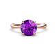 1 - Solina 2.03 ctw Round Amethyst accented Lab Grown Diamond Hidden Halo Engagement Ring 