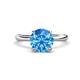 1 - Solina 2.13 ctw Round Blue Topaz accented Lab Grown Diamond Hidden Halo Engagement Ring 