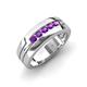 4 - Brandon 0.20 ctw Amethyst High Polished Men Wedding Band (7 mm) 