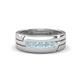 1 - Brandon 0.20 ctw Aquamarine High Polished Men Wedding Band (7 mm) 