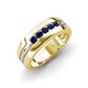 4 - Brandon 0.33 ctw Blue Sapphire High Polished Men Wedding Band (7 mm) 