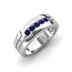 4 - Brandon 0.33 ctw Blue Sapphire High Polished Men Wedding Band (7 mm) 