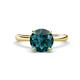 1 - Solina 2.13 ctw Round London Blue Topaz accented Lab Grown Diamond Hidden Halo Engagement Ring 
