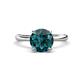 1 - Solina 2.13 ctw Round London Blue Topaz accented Lab Grown Diamond Hidden Halo Engagement Ring 