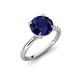 4 - Solina 2.63 ctw Round Created Blue Sapphire accented Lab Grown Diamond Hidden Halo Engagement Ring 