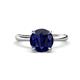 1 - Solina 2.63 ctw Round Created Blue Sapphire accented Lab Grown Diamond Hidden Halo Engagement Ring 