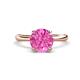 1 - Solina 2.63 ctw Round Created Pink Sapphire accented Lab Grown Diamond Hidden Halo Engagement Ring 