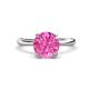 1 - Solina 2.63 ctw Round Created Pink Sapphire accented Lab Grown Diamond Hidden Halo Engagement Ring 