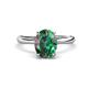 1 - Solina 2.26 ctw Oval Shape Created Alexandrite accented Lab Grown Diamond Hidden Halo Engagement Ring 