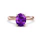 1 - Solina 2.11 ctw Oval Shape Amethyst accented Lab Grown Diamond Hidden Halo Engagement Ring 
