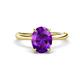 1 - Solina 2.11 ctw Oval Shape Amethyst accented Lab Grown Diamond Hidden Halo Engagement Ring 