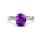 1 - Solina 2.11 ctw Oval Shape Amethyst accented Lab Grown Diamond Hidden Halo Engagement Ring 
