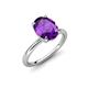 4 - Solina 2.11 ctw Oval Shape Amethyst accented Lab Grown Diamond Hidden Halo Engagement Ring 