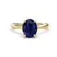 1 - Solina 2.61 ctw Oval Shape Created Blue Sapphire accented Lab Grown Diamond Hidden Halo Engagement Ring 