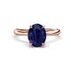 1 - Solina 2.61 ctw Oval Shape Created Blue Sapphire accented Lab Grown Diamond Hidden Halo Engagement Ring 
