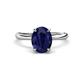 1 - Solina 2.31 ctw Oval Shape Blue Sapphire accented Lab Grown Diamond Hidden Halo Engagement Ring 