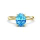 1 - Solina 2.61 ctw Oval Shape Blue Topaz accented Lab Grown Diamond Hidden Halo Engagement Ring 